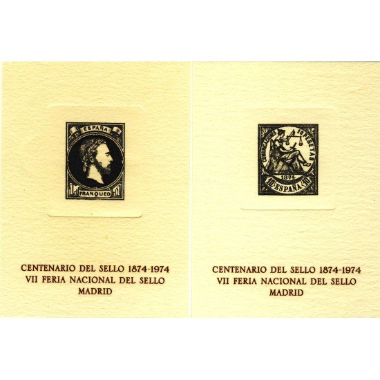 España Spain Hojitas Recuerdo 20/21 1974 FNMT VIIFeria del sello Alegoría de la Justicia España Spain Hojitas Recuerdo 20/21 1974 FNMT VIIFeria del sello Alegoría de la Justicia
