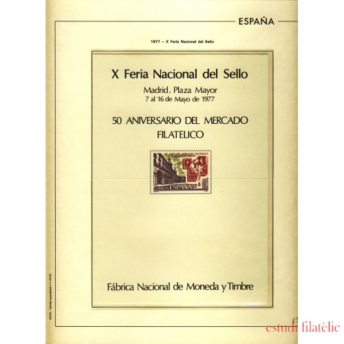 España Spain Hojitas Recuerdo 51 1977 FNMT 50º Aniversario del Mercado Filatélico