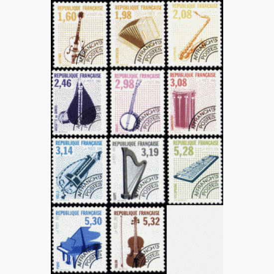 CIN/S France Francia Preobliterados P- 213/23 - 1992 Instrumentos musicales Lujo