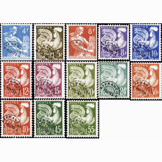 France Francia Preobliterados P- 106/18 1953-59 Segador, gallo MH