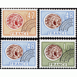 France Francia Preobliterados P- 134/37 1975 Moneda gala Lujo France Francia Preobliterados P- 134/37 1975 Moneda gala Lujo