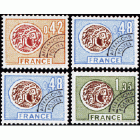 France Francia Preobliterados P- 134/37 1975 Moneda gala Lujo