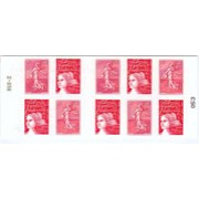 France Francia Carnets 1511-C  10 sellos 5 nº 3419a Marianne del 14 J +5 nº 3619 Sembradora de Roty Autoadhesivo Lujo