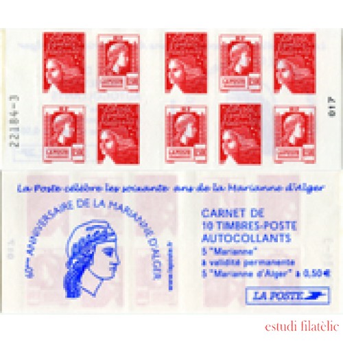 France Francia Carnets 1512-C  Carnet 10 sello 5 nº 3419 Marianne del 14J +5 nº 3716 Marianne de Alger Autoadhesivo Lujo