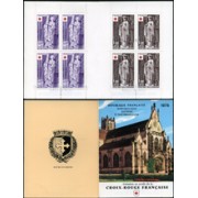 France Francia Carnets 2025 Cruz Roja Iglesia de Brou, escudo Carnet 8 sellos 4 series nº 1910/11 (1976)
