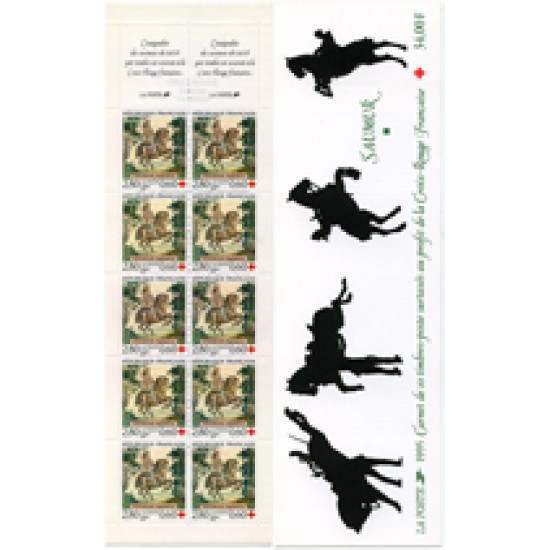 France Francia Carnets 2044 Cruz Roja Tapiceria de Saumur SXVII Jinete a caballo Carnet 10 sellos nº 2946a (1995) Lujo