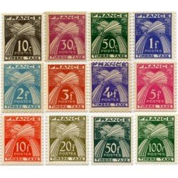 France Francia Tasas 78/89 1946-55 Leyenda Haz de ramas Rep. francesa Lujo France Francia Tasas 78/89 1946-55 Leyenda Haz de ramas Rep. francesa Lujo