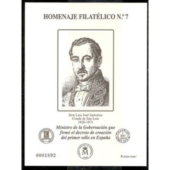 España Spain Homenaje Filatélico 7 2011 Luis José Sartorius España Spain Homenaje Filatélico 7 2011 Luis José Sartorius