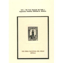 España Spain Hojitas Recuerdo 26 1974 FNMT Exfilna 74 Tirada 590 España Spain Hojitas Recuerdo 26 1974 FNMT Exfilna 74 Tirada 590