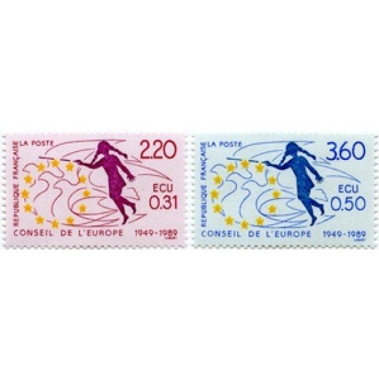 France Francia Servicios 100/01 1989 40º Aniv. del Consejo de Europa  Alegoría paloma niña MNH