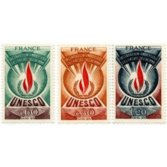 France Francia Servicios 43/45 1975 UNESCO Declaración universal sw los Derechos Humanos Símbolo, llama Lujo