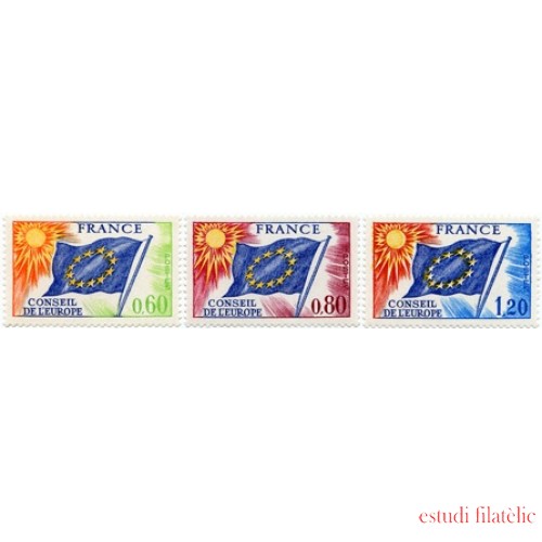 France Francia Servicios 46/48 1975 Consejo de Europa Bandera Lujo