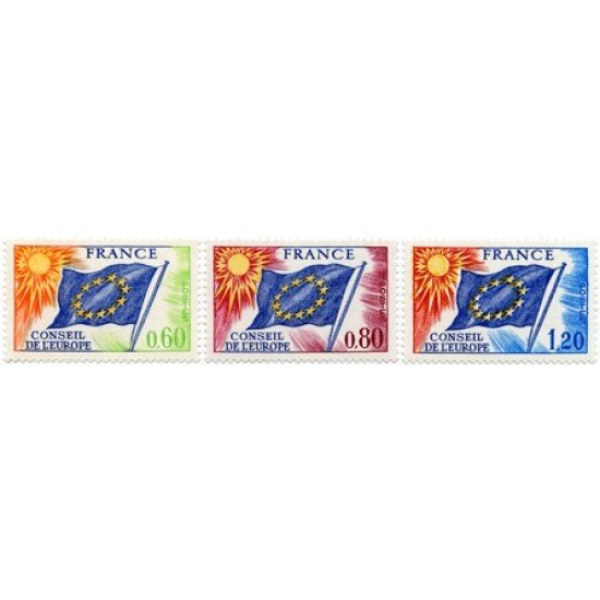 France Francia Servicios 46/48 1975 Consejo de Europa Bandera Lujo France Francia Servicios 46/48 1975 Consejo de Europa Bandera Lujo