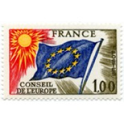 France Francia Servicios 49 1976 Consejo de Europa Bandera Lujo