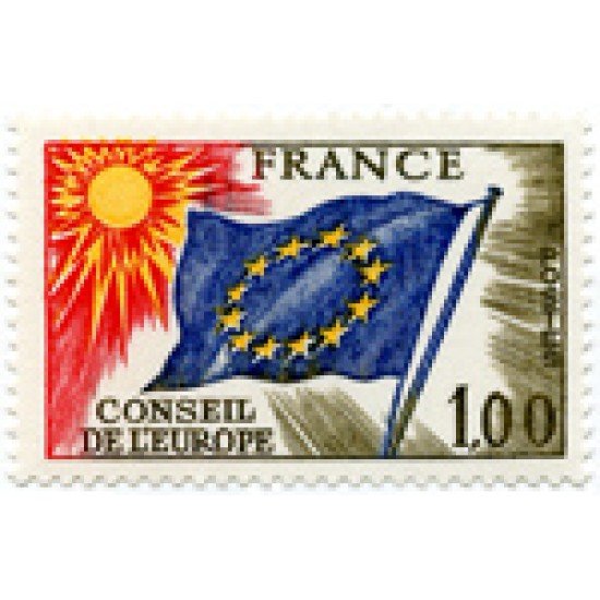 France Francia Servicios 49 1976 Consejo de Europa Bandera Lujo