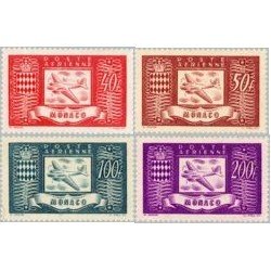 Monaco A 15/18 1946 Avión y escudos MNH Monaco A 15/18 1946 Avión y escudos MNH