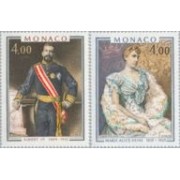Monaco - 1245/46 - 1980 Cuadros de Alberto I y Marie Alice Heine-príncipes de Mónaco-Lujo