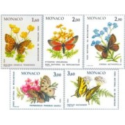 Monaco - 1420/24 - 1984 Fauna y flora-mariposas y plantas/parque nacional de Mercantour-Lujo