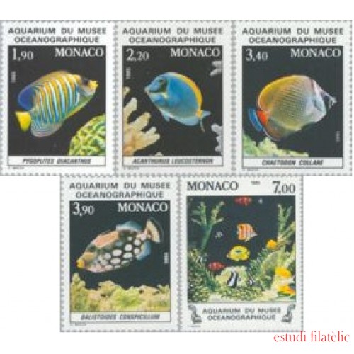 Monaco - 1483/87 - 1985 Fauna-peces del museo oceanográfico de Mónaco-Lujo