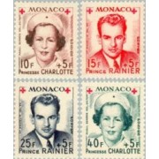Monaco - 334A/37A - 1949 Princesa Charlotte Rainiero III -Cruz Roja- Lujo