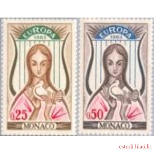 Monaco - 618/19 - 1963 Europa-mujer y paloma-Lujo