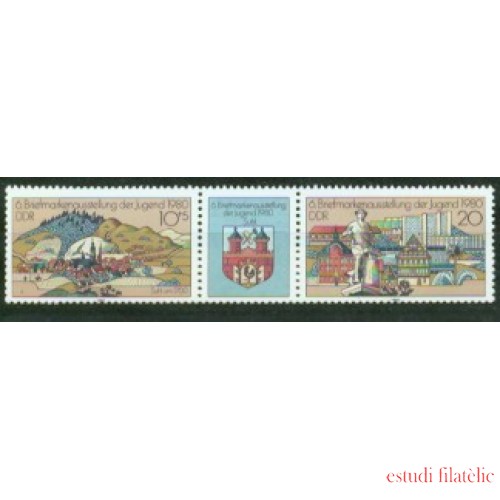 VAR1/S Alemania Oriental  DDR  Nº 2190/91A   1980 6ª Exp. del sello postal de la juventud-Suhl-Lujo