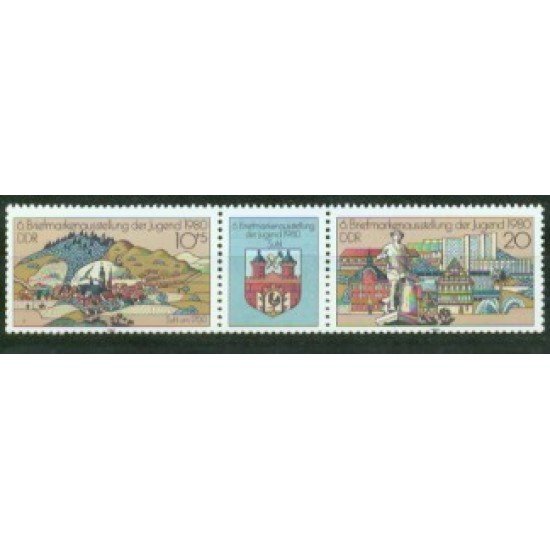 VAR1/S Alemania Oriental DDR Nº 2190/91A 1980 6ª Exp. del sello postal de la juventud-Suhl-Lujo VAR1/S Alemania Oriental DDR Nº 2190/91A 1980 6ª Exp. del sello postal de la juventud-Suhl-Lujo