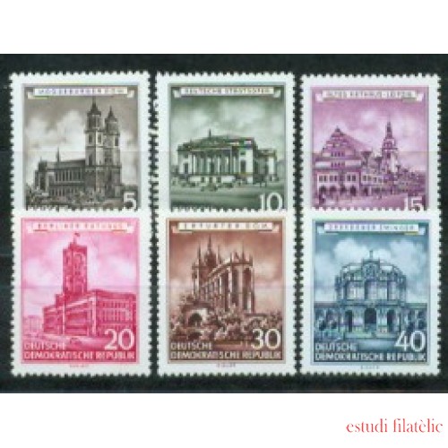 Alemania Oriental - 229/34 - GERMANY 1955 Edificios históricos (fijasellos)