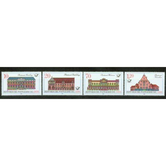 Alemania Oriental - 2687/90 - GERMANY 1987 Edificios de correos Lujo Alemania Oriental - 2687/90 - GERMANY 1987 Edificios de correos Lujo