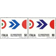 Italia - 1045/46 - 1970 50º Aniv. del vuelo Roma-Tokyo-Arturo Ferrarín-Lujo