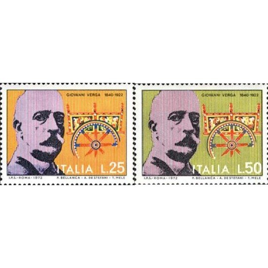 Italia - 1091/92 - 1972 50º Aniv. muerte del escritor G. Verga Lujo