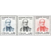 Italia - 1093/95 - 1972 Cent. muerte del político G. Mazzini Lujo