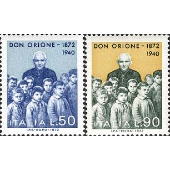 Italia - 1121/22 - 1972 Cent. del padre salesiano Don Orione Lujo