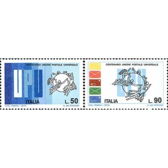 Italia - 1197/98 - 1974 Cent. del UPU Lujo