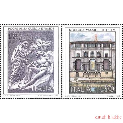 Italia - 1208/09 - 1974 4º Cent. muerte G. Vasari y 6º cent .J. de la Quercia-obras-Lujo