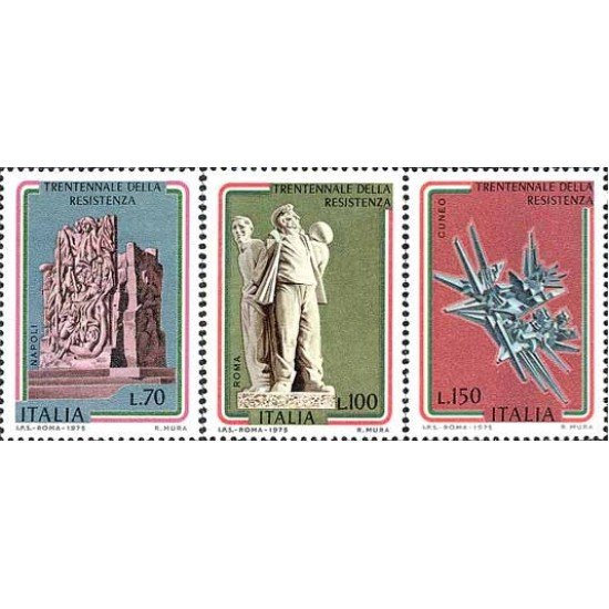 Italia - 1219/21 - 1975 30º Aniv. de la resistencia-monumentos-Lujo