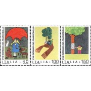 Italia - 1278/80 - 1976 XVIIIª Jornada del sello-dibujos de niños-Lujo