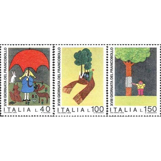 Italia - 1278/80 - 1976 XVIIIª Jornada del sello-dibujos de niños-Lujo