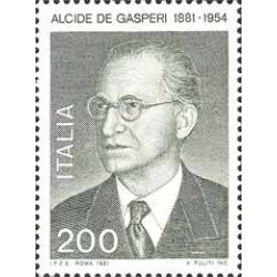 Italia - 1475 - 1981 100º Aniv. Alcide De Gasperi promotor de la idea europea Lujo Italia - 1475 - 1981 100º Aniv. Alcide De Gasperi promotor de la idea europea Lujo