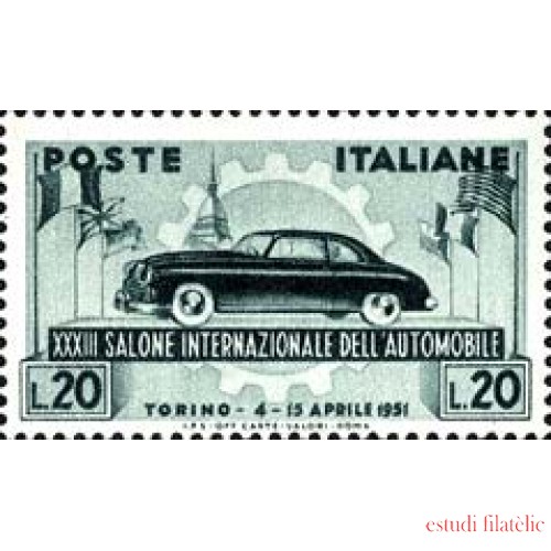 Italia - 593 - 1951 33º Salón inter. del automóvil Lujo