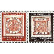 Italia - 767/68 - 1958 Cent del sello en Nápoles Lujo