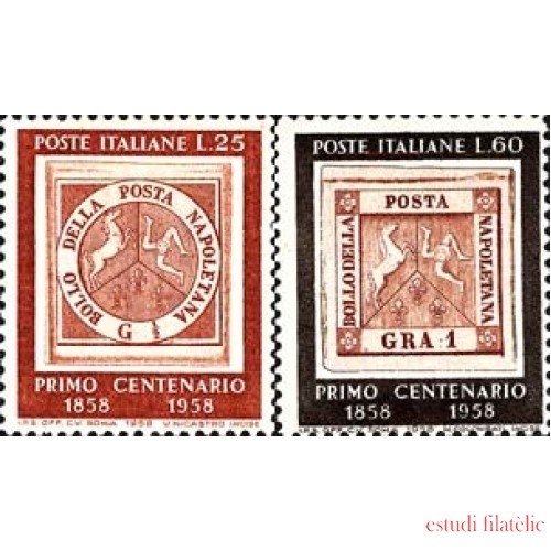 Italia - 767/68 - 1958 Cent del sello en Nápoles Lujo