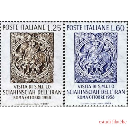 Italia - 773/74 - 1958 Visita del Sha de Irán-bajorrelieve/catedral- Lujo