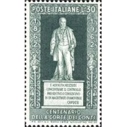 Italia - 881 - 1962 Cent. del tribunal de cuentas-estatua de Cavour- Lujo