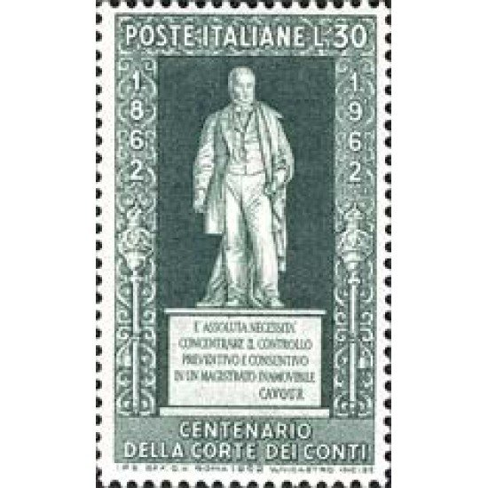 Italia - 881 - 1962 Cent. del tribunal de cuentas-estatua de Cavour- Lujo