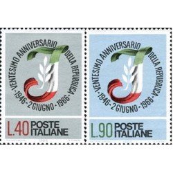 Italia - 950/51 - 1966 20º Aniv. de la República Lujo Italia - 950/51 - 1966 20º Aniv. de la República Lujo