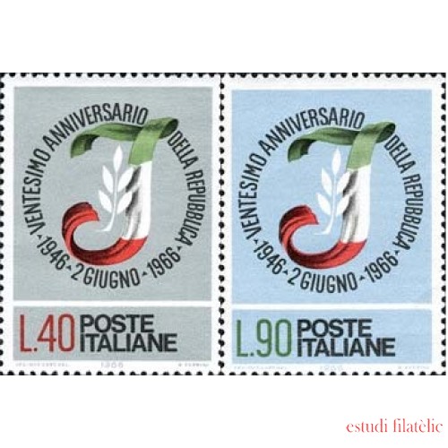 Italia - 950/51 - 1966 20º Aniv. de la República Lujo