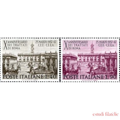 Italia  961/62 1967 10º Aniv. del tratado de Roma-hotel villa de Roma MNH