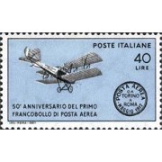 Italia Italy  Nº 981  1967  50º Aniv. del sello postal aéreo Lujo