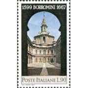 Italia - 982 - 1967 3er Cent. merte del arquitecto F. Borromini-iglesia de St. Ivo- Lujo